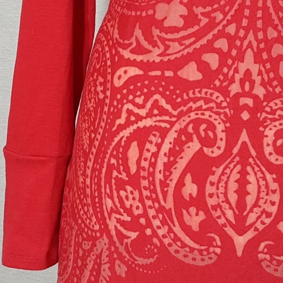 Athleta Lace Up Back Corset Dress XS Red Jacquard Burnout Long Sleeve Stretch - Picture 9 of 14